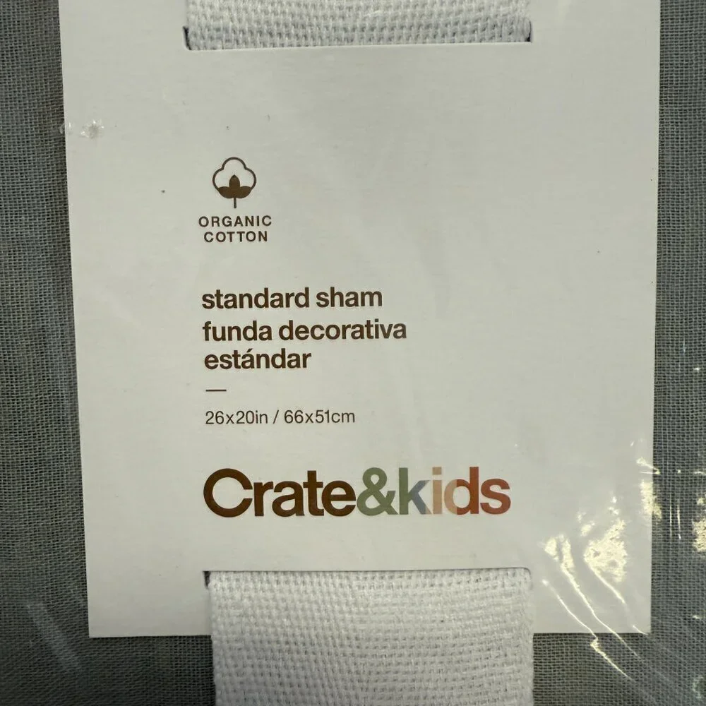 Crate & Kids Set of 2 Supersoft Mist Blue Organic Cotton Gauze Kids Pillow Shams